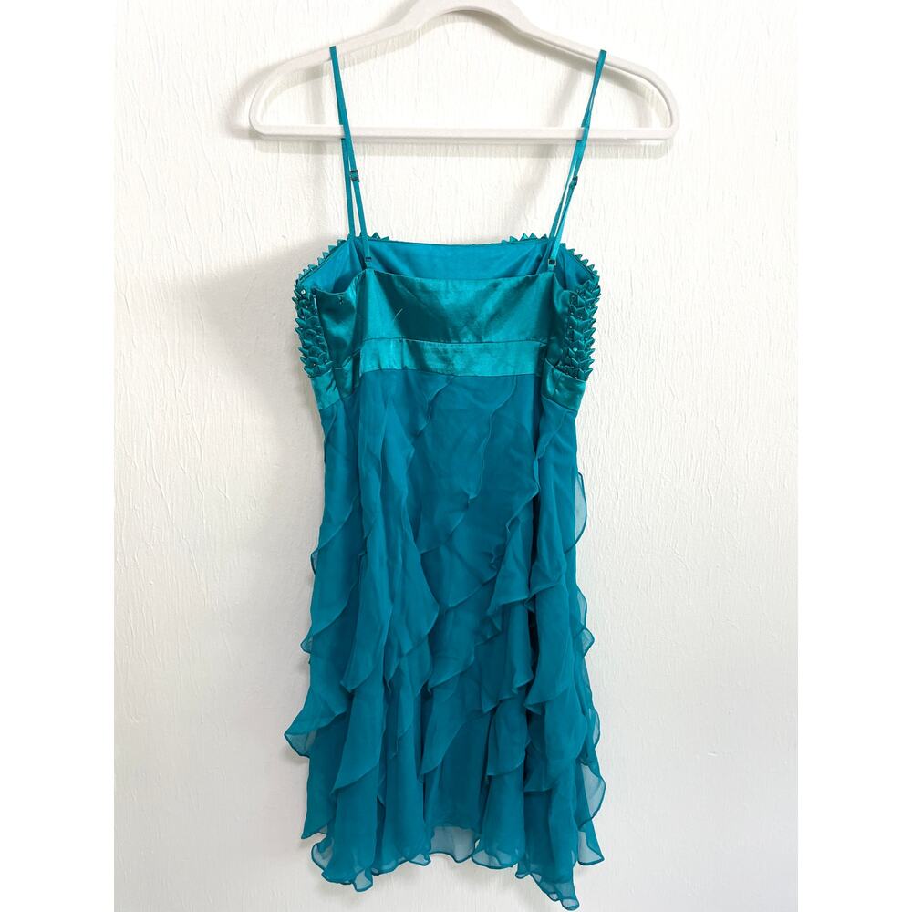 VTG Sue Wong Nocturne Babydoll Silk Blend Evening Mini Dress 4 Teal Beaded Fairy - Picture 2 of 16